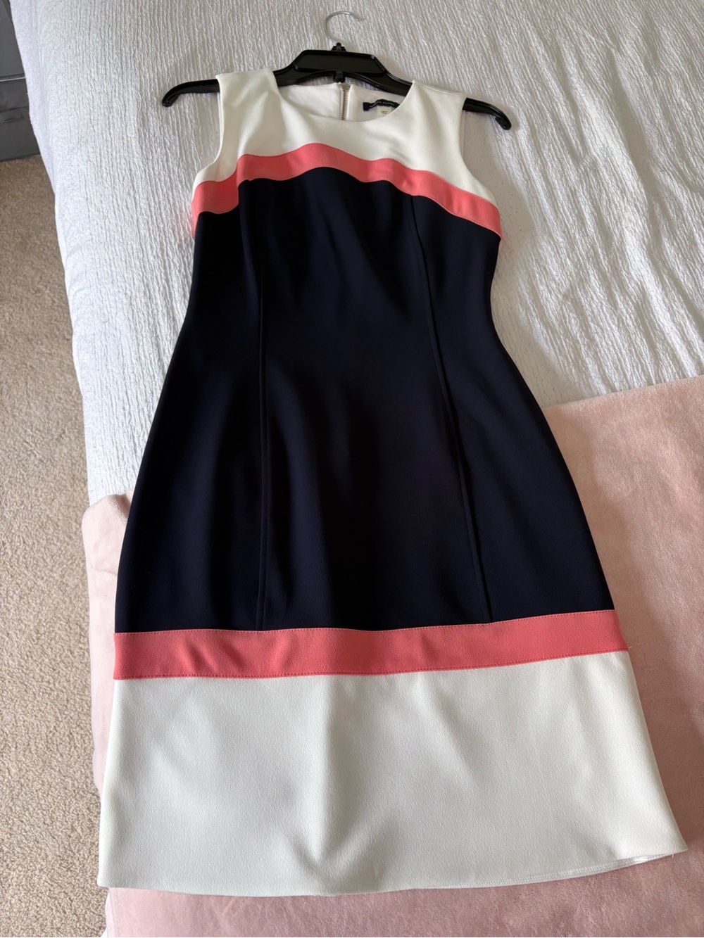 Tommy Hilfiger Navy, Coral & White Colorblock Sheath Dress